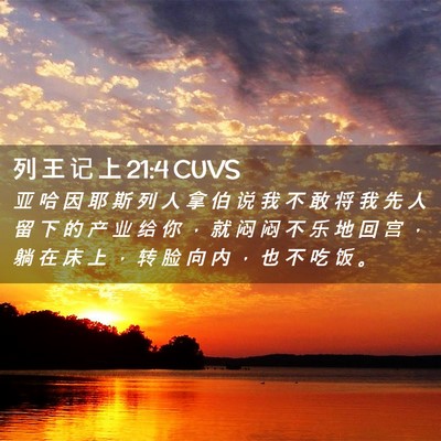 Picture 02 - 列 王 记 上 21:4 CUVS - 亚 哈 因 耶 斯 列 人 拿 伯 说 我 不 - Bible Verse Picture