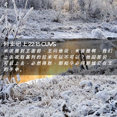 Picture 02 - 列 王 记 上 22:15 CUVS - 米 该 雅 到 王 面 前 ， 王 问 他 说 - Bible Verse Picture
