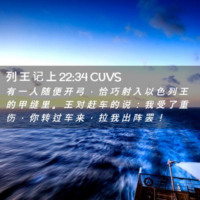Picture 02 - 列 王 记 上 22:34 CUVS - 有 一 人 随 便 开 弓 ， 恰 巧 射 入 - Bible Verse Picture