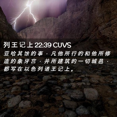 Picture 02 - 列 王 记 上 22:39 CUVS - 亚 哈 其 馀 的 事 ， 凡 他 所 行 的 - Bible Verse Picture