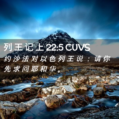 Picture 02 - 列 王 记 上 22:5 CUVS - 约 沙 法 对 以 色 列 王 说 ： 请 你 - Bible Verse Picture