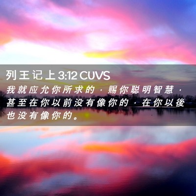 Picture 02 - 列 王 记 上 3:12 CUVS - 我 就 应 允 你 所 求 的 ， 赐 你 聪 - Bible Verse Picture