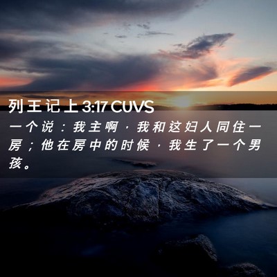 Picture 02 - 列 王 记 上 3:17 CUVS - 一 个 说 ： 我 主 啊 ， 我 和 这 妇 - Bible Verse Picture