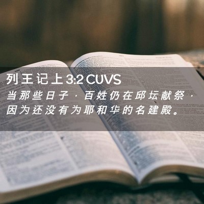 Picture 02 - 列 王 记 上 3:2 CUVS - 当 那 些 日 子 ， 百 姓 仍 在 邱 坛 - Bible Verse Picture