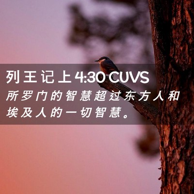 Picture 02 - 列 王 记 上 4:30 CUVS - 所 罗 门 的 智 慧 超 过 东 方 人 和 - Bible Verse Picture