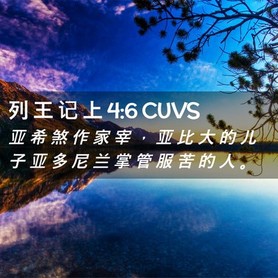 Picture 02 - 列 王 记 上 4:6 CUVS - 亚 希 煞 作 家 宰 ， 亚 比 大 的 儿 - Bible Verse Picture