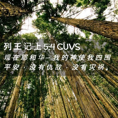 Picture 02 - 列 王 记 上 5:4 CUVS - 现 在 耶 和 华 ─ 我 的 神 使 我 四 - Bible Verse Picture