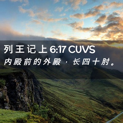 Picture 02 - 列 王 记 上 6:17 CUVS - 内 殿 前 的 外 殿 ， 长 四 十 肘 - Bible Verse Picture