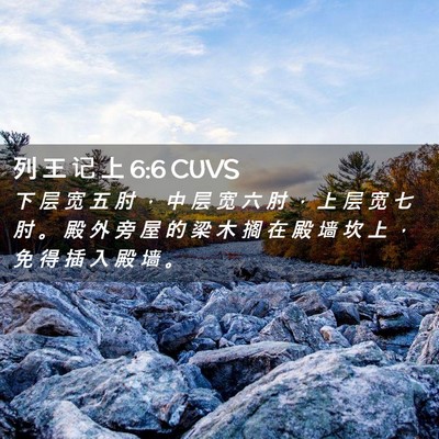 Picture 02 - 列 王 记 上 6:6 CUVS - 下 层 宽 五 肘 ， 中 层 宽 六 肘 ， - Bible Verse Picture