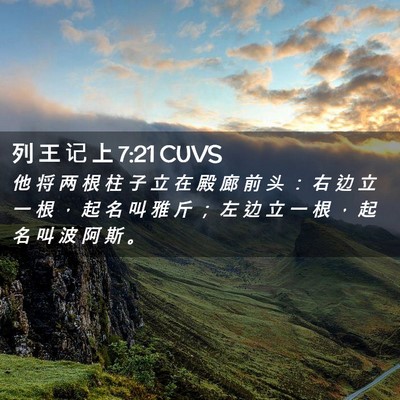 Picture 02 - 列 王 记 上 7:21 CUVS - 他 将 两 根 柱 子 立 在 殿 廊 前 头 - Bible Verse Picture