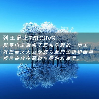 Picture 02 - 列 王 记 上 7:51 CUVS - 所 罗 门 王 做 完 了 耶 和 华 殿 的 - Bible Verse Picture