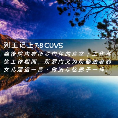 Picture 02 - 列 王 记 上 7:8 CUVS - 廊 後 院 内 有 所 罗 门 住 的 宫 室 - Bible Verse Picture