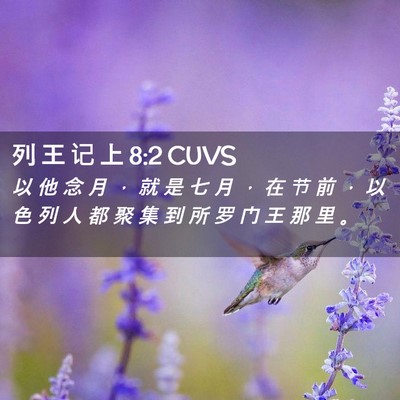 Picture 02 - 列 王 记 上 8:2 CUVS - 以 他 念 月 ， 就 是 七 月 ， 在 节 - Bible Verse Picture