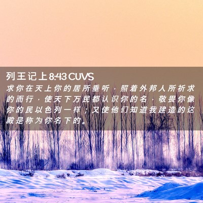 Picture 02 - 列 王 记 上 8:43 CUVS - 求 你 在 天 上 你 的 居 所 垂 听 ， - Bible Verse Picture