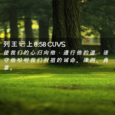 Picture 02 - 列 王 记 上 8:58 CUVS - 使 我 们 的 心 归 向 他 ， 遵 行 他 - Bible Verse Picture