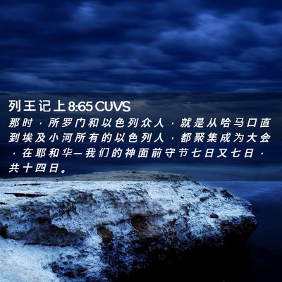 Picture 02 - 列 王 记 上 8:65 CUVS - 那 时 ， 所 罗 门 和 以 色 列 众 人 - Bible Verse Picture