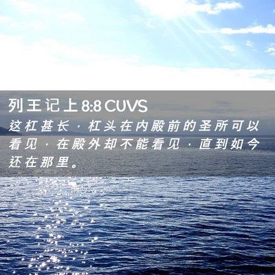 Picture 02 - 列 王 记 上 8:8 CUVS - 这 杠 甚 长 ， 杠 头 在 内 殿 前 的 - Bible Verse Picture