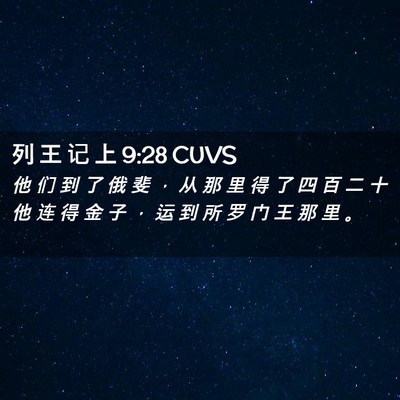 Picture 02 - 列 王 记 上 9:28 CUVS - 他 们 到 了 俄 斐 ， 从 那 里 得 了 - Bible Verse Picture