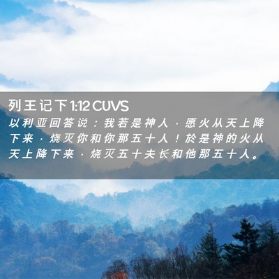 Picture 02 - 列 王 记 下 1:12 CUVS - 以 利 亚 回 答 说 ： 我 若 是 神 人 - Bible Verse Picture