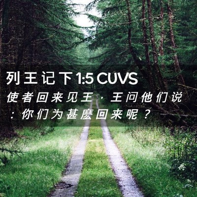 Picture 02 - 列 王 记 下 1:5 CUVS - 使 者 回 来 见 王 ， 王 问 他 们 说 - Bible Verse Picture