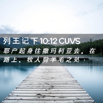 Picture 02 - 列 王 记 下 10:12 CUVS - 耶 户 起 身 往 撒 玛 利 亚 去 。 在 - Bible Verse Picture
