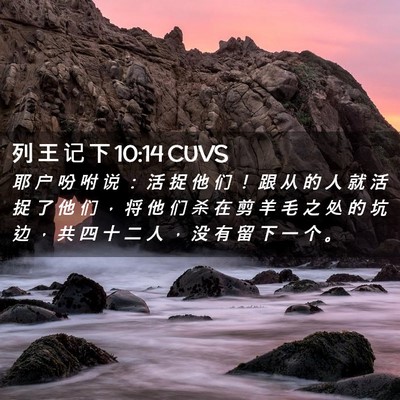 Picture 02 - 列 王 记 下 10:14 CUVS - 耶 户 吩 咐 说 ： 活 捉 他 们 ！ 跟 - Bible Verse Picture