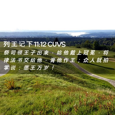 Picture 02 - 列 王 记 下 11:12 CUVS - 祭 司 领 王 子 出 来 ， 给 他 戴 上 - Bible Verse Picture