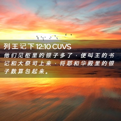 Picture 02 - 列 王 记 下 12:10 CUVS - 他 们 见 柜 里 的 银 子 多 了 ， 便 - Bible Verse Picture