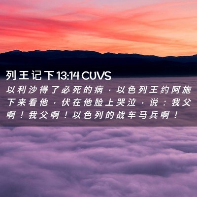 Picture 02 - 列 王 记 下 13:14 CUVS - 以 利 沙 得 了 必 死 的 病 ， 以 色 - Bible Verse Picture