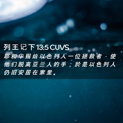 Picture 02 - 列 王 记 下 13:5 CUVS - 耶 和 华 赐 给 以 色 列 人 一 位 拯 - Bible Verse Picture