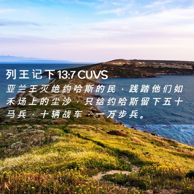 Picture 02 - 列 王 记 下 13:7 CUVS - 亚 兰 王 灭 绝 约 哈 斯 的 民 ， 践 - Bible Verse Picture