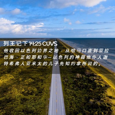 Picture 02 - 列 王 记 下 14:25 CUVS - 他 收 回 以 色 列 边 界 之 地 ， 从 - Bible Verse Picture