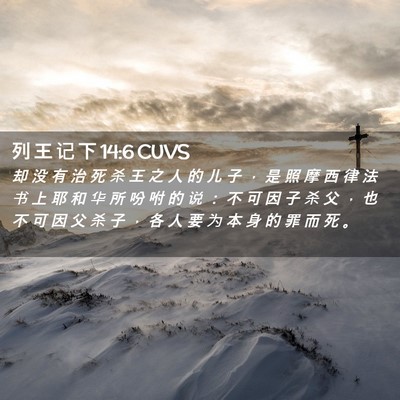 Picture 02 - 列 王 记 下 14:6 CUVS - 却 没 有 治 死 杀 王 之 人 的 儿 子 - Bible Verse Picture