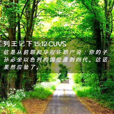 Picture 02 - 列 王 记 下 15:12 CUVS - 这 是 从 前 耶 和 华 应 许 耶 户 说 - Bible Verse Picture