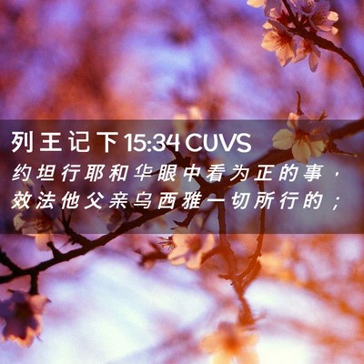 Picture 02 - 列 王 记 下 15:34 CUVS - 约 坦 行 耶 和 华 眼 中 看 为 正 的 - Bible Verse Picture