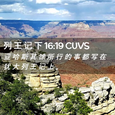 Picture 02 - 列 王 记 下 16:19 CUVS - 亚 哈 斯 其 馀 所 行 的 事 都 写 在 - Bible Verse Picture