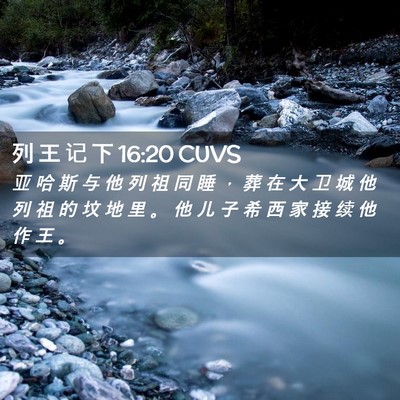 Picture 02 - 列 王 记 下 16:20 CUVS - 亚 哈 斯 与 他 列 祖 同 睡 ， 葬 在 - Bible Verse Picture