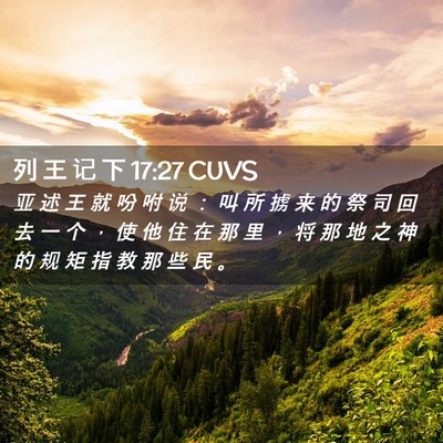 Picture 02 - 列 王 记 下 17:27 CUVS - 亚 述 王 就 吩 咐 说 ： 叫 所 掳 来 - Bible Verse Picture