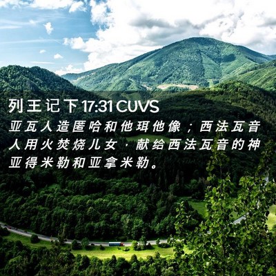 Picture 02 - 列 王 记 下 17:31 CUVS - 亚 瓦 人 造 匿 哈 和 他 珥 他 像 ； - Bible Verse Picture