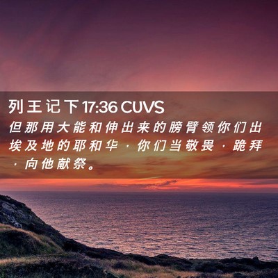 Picture 02 - 列 王 记 下 17:36 CUVS - 但 那 用 大 能 和 伸 出 来 的 膀 臂 - Bible Verse Picture