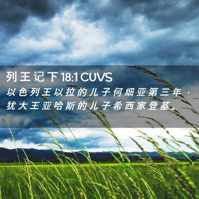 Picture 02 - 列 王 记 下 18:1 CUVS - 以 色 列 王 以 拉 的 儿 子 何 细 亚 - Bible Verse Picture