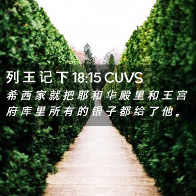 Picture 02 - 列 王 记 下 18:15 CUVS - 希 西 家 就 把 耶 和 华 殿 里 和 王 - Bible Verse Picture