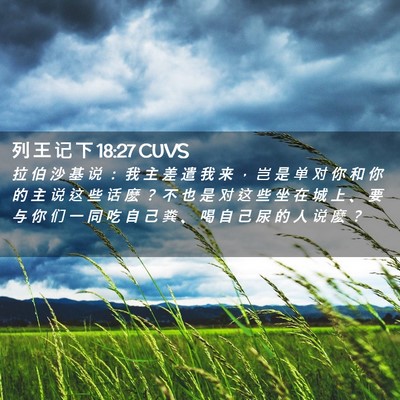 Picture 02 - 列 王 记 下 18:27 CUVS - 拉 伯 沙 基 说 ： 我 主 差 遣 我 来 - Bible Verse Picture