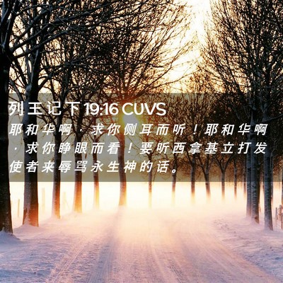 Picture 02 - 列 王 记 下 19:16 CUVS - 耶 和 华 啊 ， 求 你 侧 耳 而 听 ！ - Bible Verse Picture