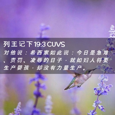 Picture 02 - 列 王 记 下 19:3 CUVS - 对 他 说 ： 希 西 家 如 此 说 ： 今 - Bible Verse Picture