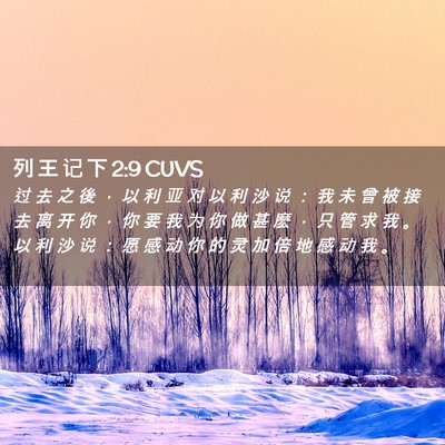 Picture 02 - 列 王 记 下 2:9 CUVS - 过 去 之 後 ， 以 利 亚 对 以 利 沙 - Bible Verse Picture