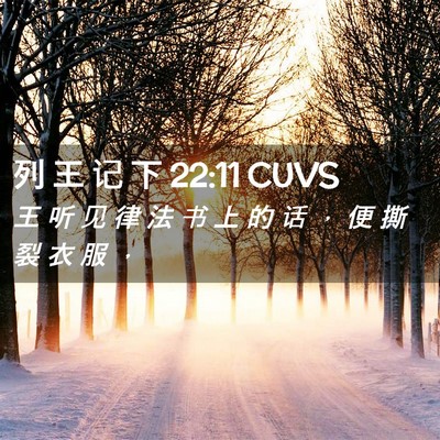 Picture 02 - 列 王 记 下 22:11 CUVS - 王 听 见 律 法 书 上 的 话 ， 便 撕 - Bible Verse Picture