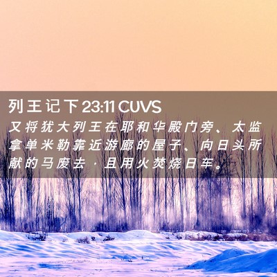 Picture 02 - 列 王 记 下 23:11 CUVS - 又 将 犹 大 列 王 在 耶 和 华 殿 门 - Bible Verse Picture