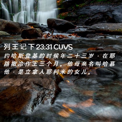 Picture 02 - 列 王 记 下 23:31 CUVS - 约 哈 斯 登 基 的 时 候 年 二 十 三 - Bible Verse Picture