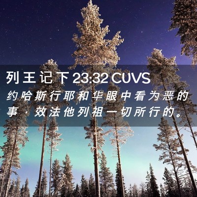 Picture 02 - 列 王 记 下 23:32 CUVS - 约 哈 斯 行 耶 和 华 眼 中 看 为 恶 - Bible Verse Picture